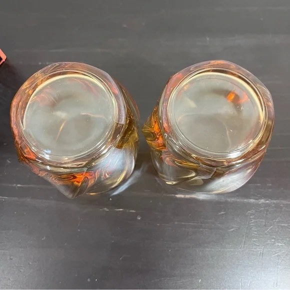 MCM Amber Twisted Whiskey Glasses - Set of 2 - Spiral Lowball Rocks Glass in Box - Picture 11 of 14